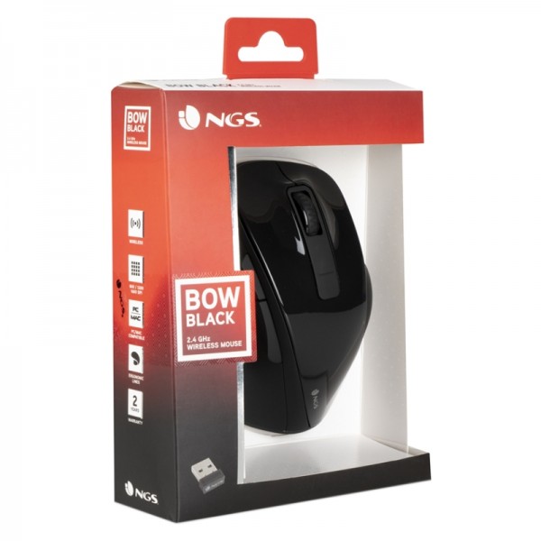Ngs ratón inalámbrico 2.4 ghz bowblack16000dpi neg