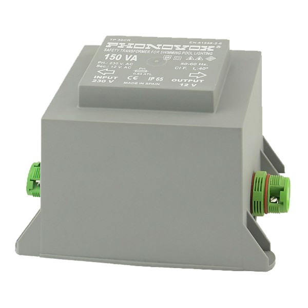Transformador pool 150va 230/12v 50-60hz ip-65 conexión externa - cr tp30103cr